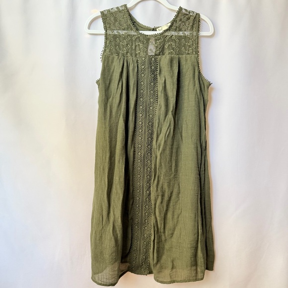 Indigo Rose Dresses & Skirts - Sleeveless Olive Lace Yoke Mini Dress, Medium